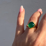 Glory ring i 18 karat guldbelagt sølv med grøn onyx