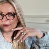 Bee ring i 18 karat guldbelagt sølv med hvid og grå månesten