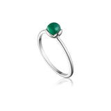 Glory sølv ring petit med grøn onyx