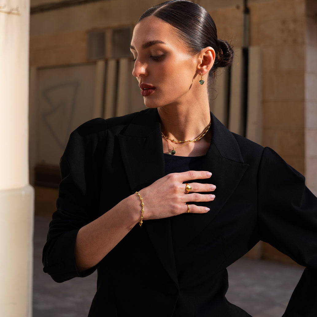 Grace øreringe i sølv med grøn amethyst quartz og zirkonia