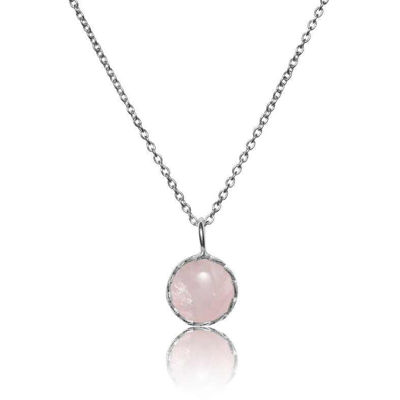Arktisk pil halskæde i sølv med rosa quartz ædelsten