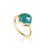 Grace ring i 18 karat guldbelagt sølv med london blå topas quartz