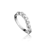 Wave ring i sølv med 9 zirkonia