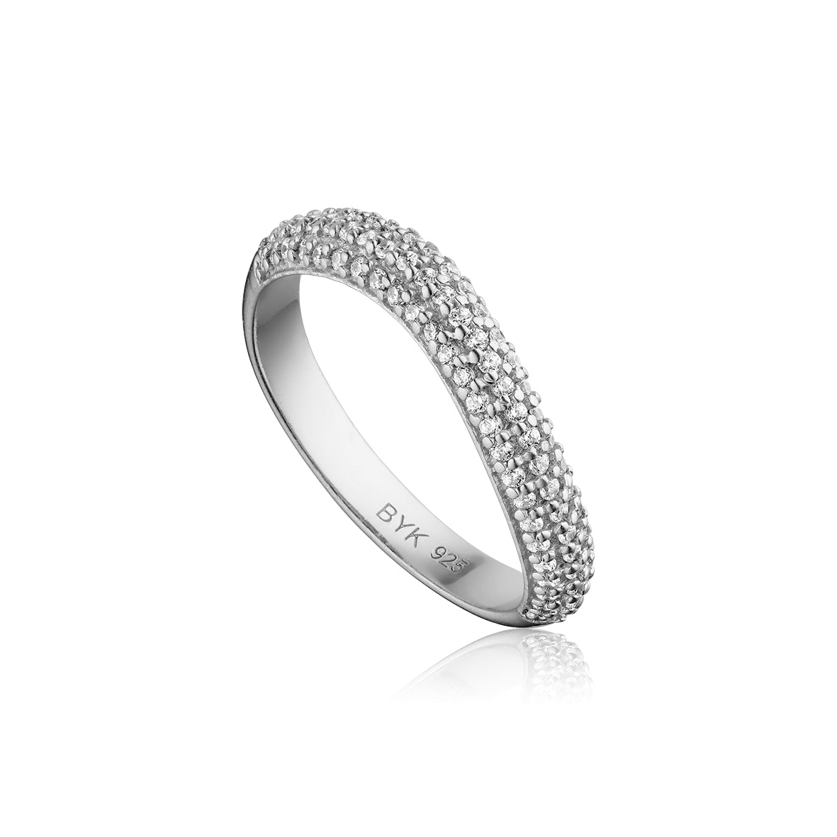Wave ring i sølv med zirkonia