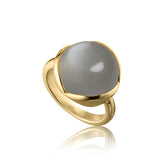 Glory ring stor 18 karat guldbelagt sølv med grå månesten
