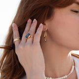 Glory ring stor 18 karat guldbelagt sølv med grå månesten