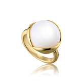 Glory ring stor i 18 karat guldbelagt sølv med hvid opal