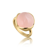 Glory ring stor 18 karat guldbelagt sølv med rosa kalcedon ædelsten