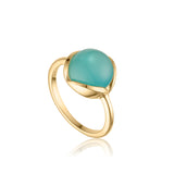 Glory ring i 18 karat guldbelagt sølv med aqua kalcedon