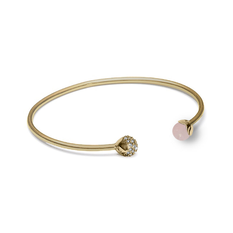 Glory armring i 18 karat guldbelagt sølv med rosa kalcedon og 40 hvide topaser