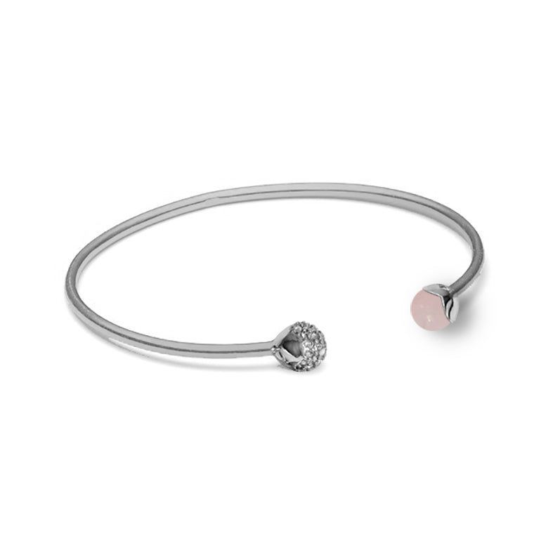 Glory armring i sølv med rosa kalcedon og 40 hvide topaser