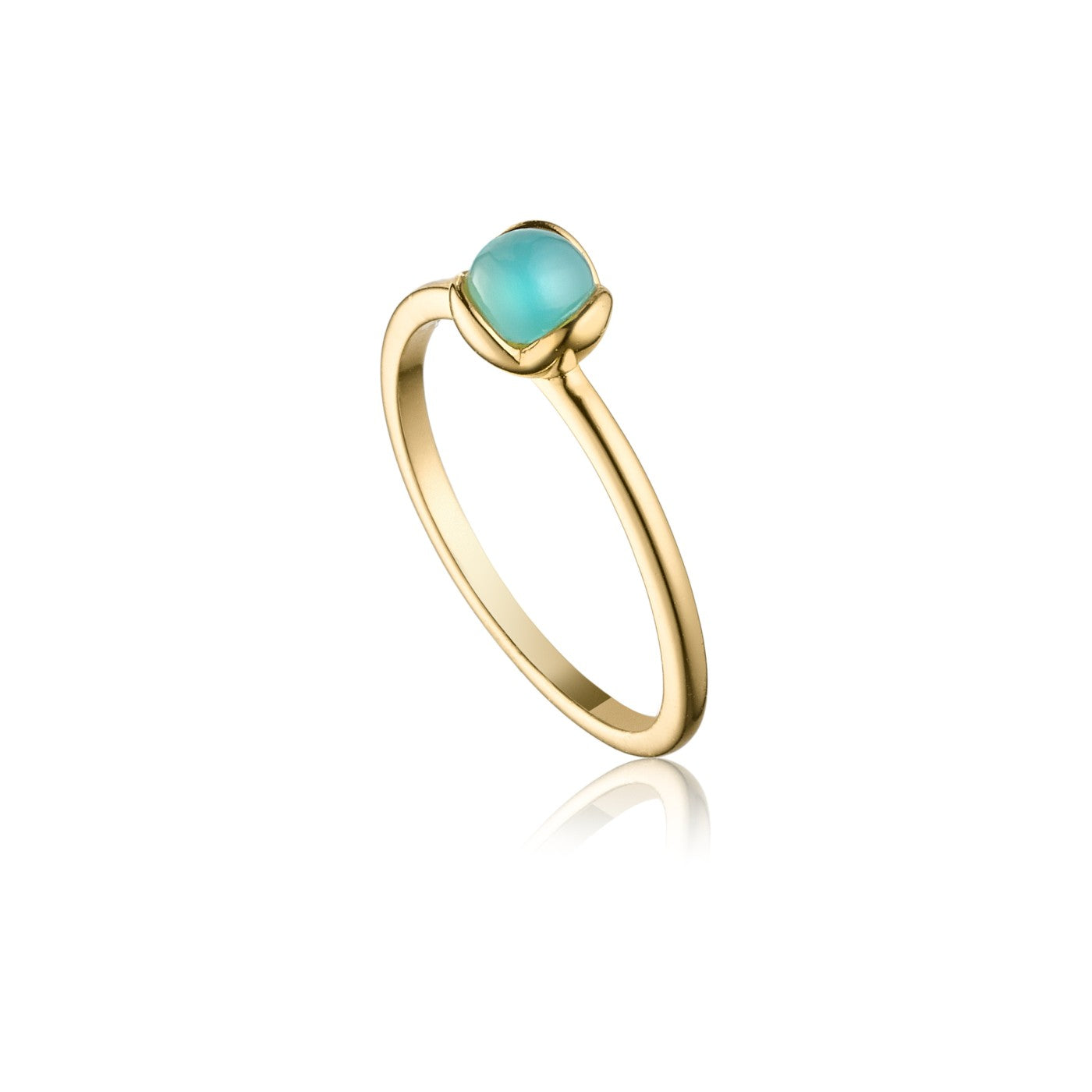 Glory ring petit i 18 karat guldbelagt sølv med aqua kalcedon