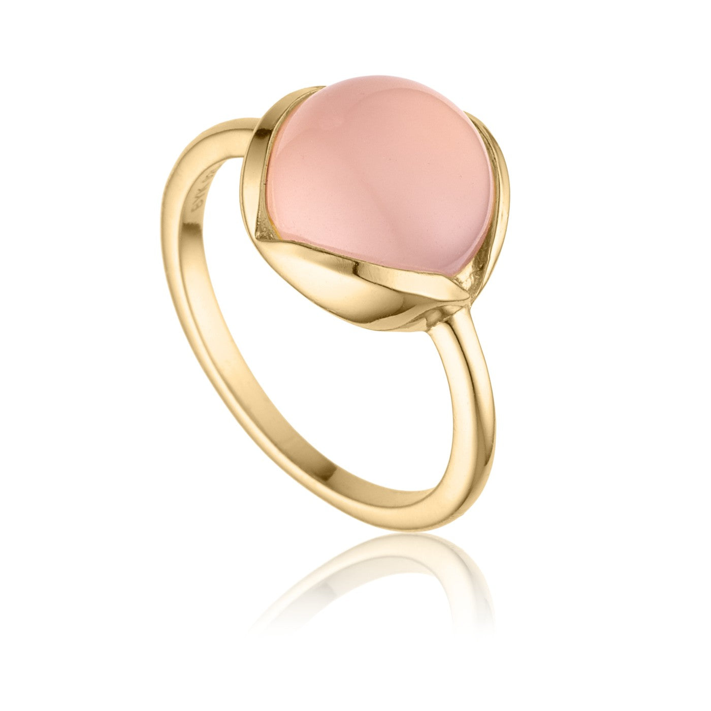 Glory ring i 18 karat guldbelagt sølv med rosa kalcedon
