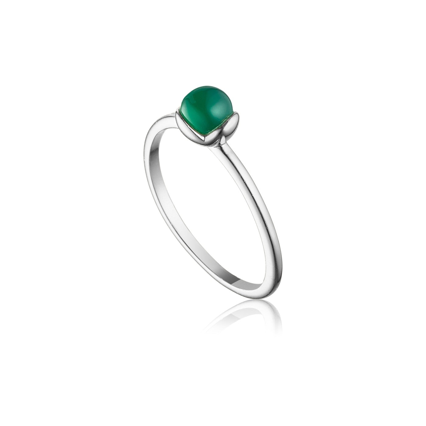 Glory sølv ring petit med  grøn onyx