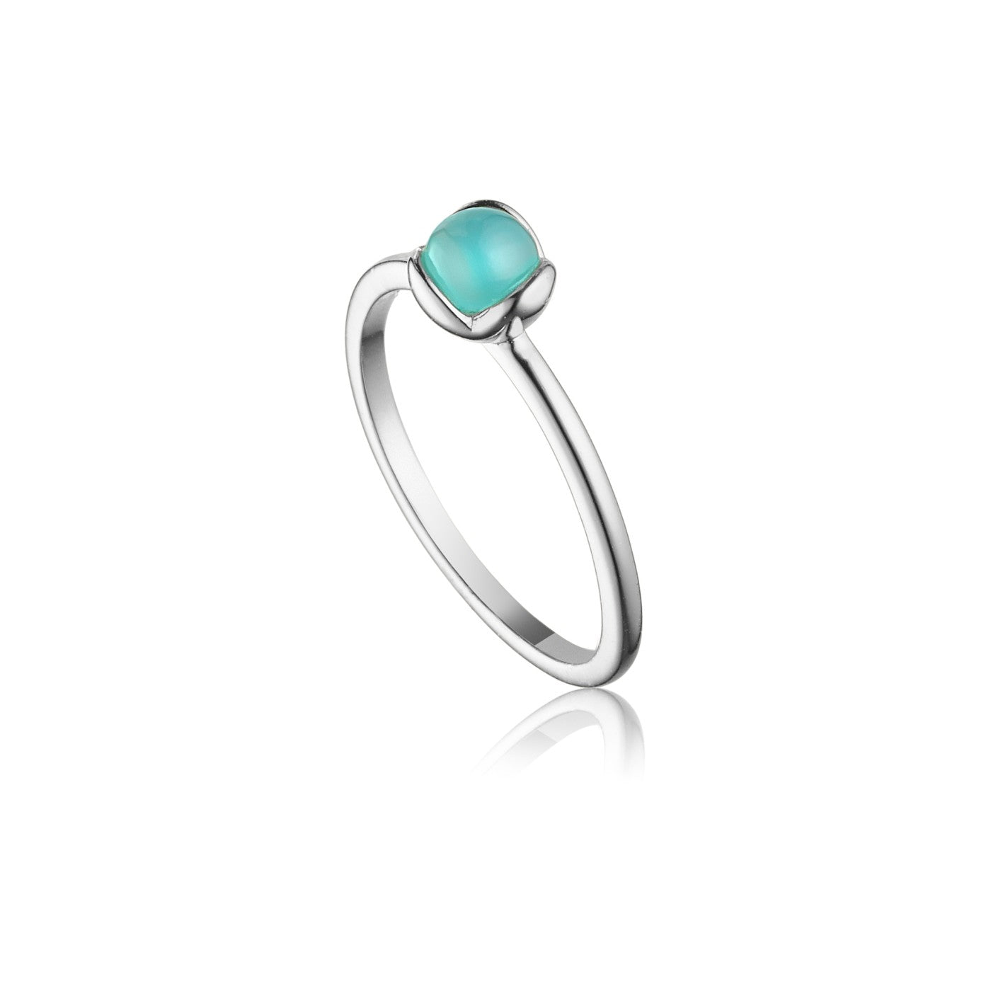 Glory sølv ring petit med aqua kalcedon ædelsten