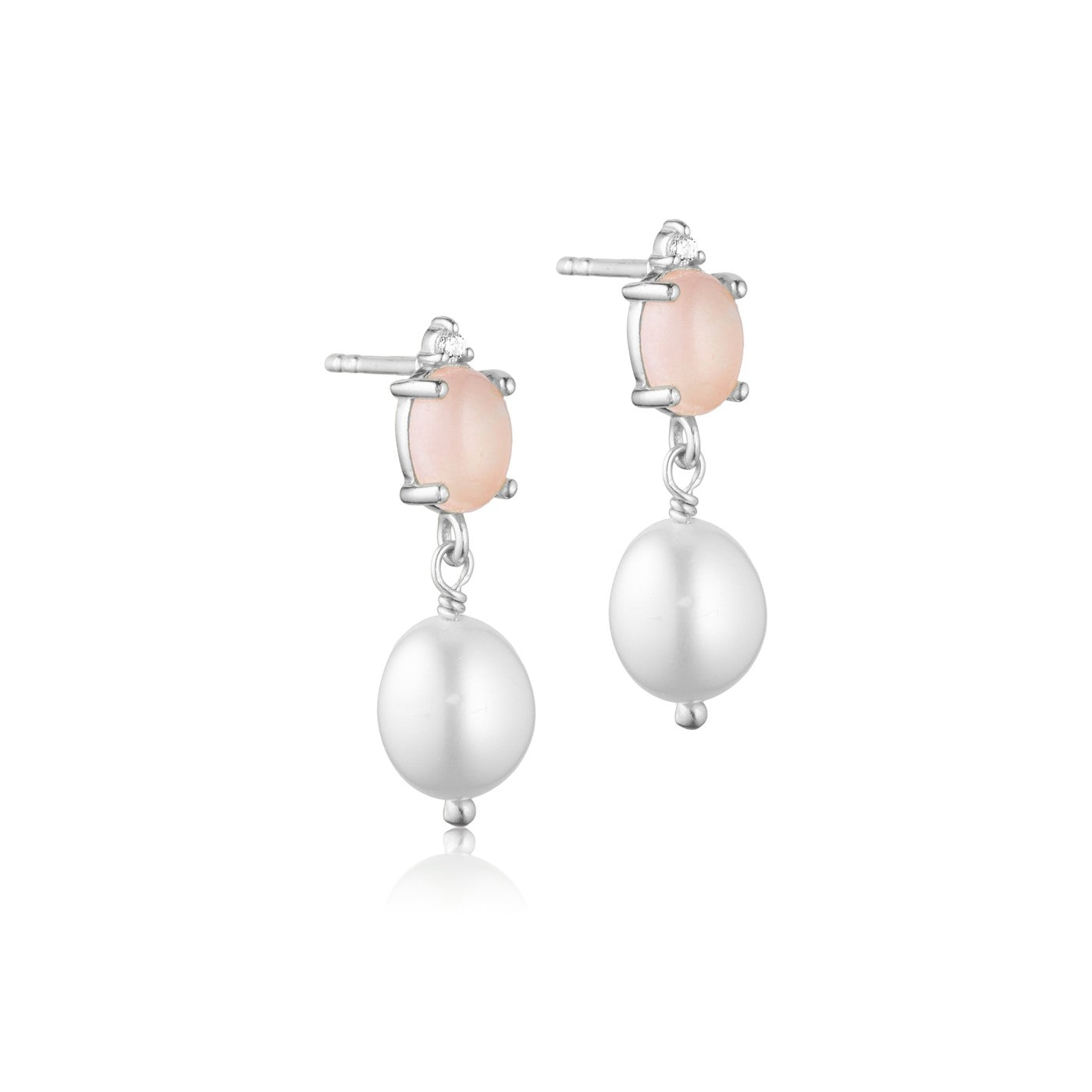 Allure øreringe i sølv med rosa quartz
