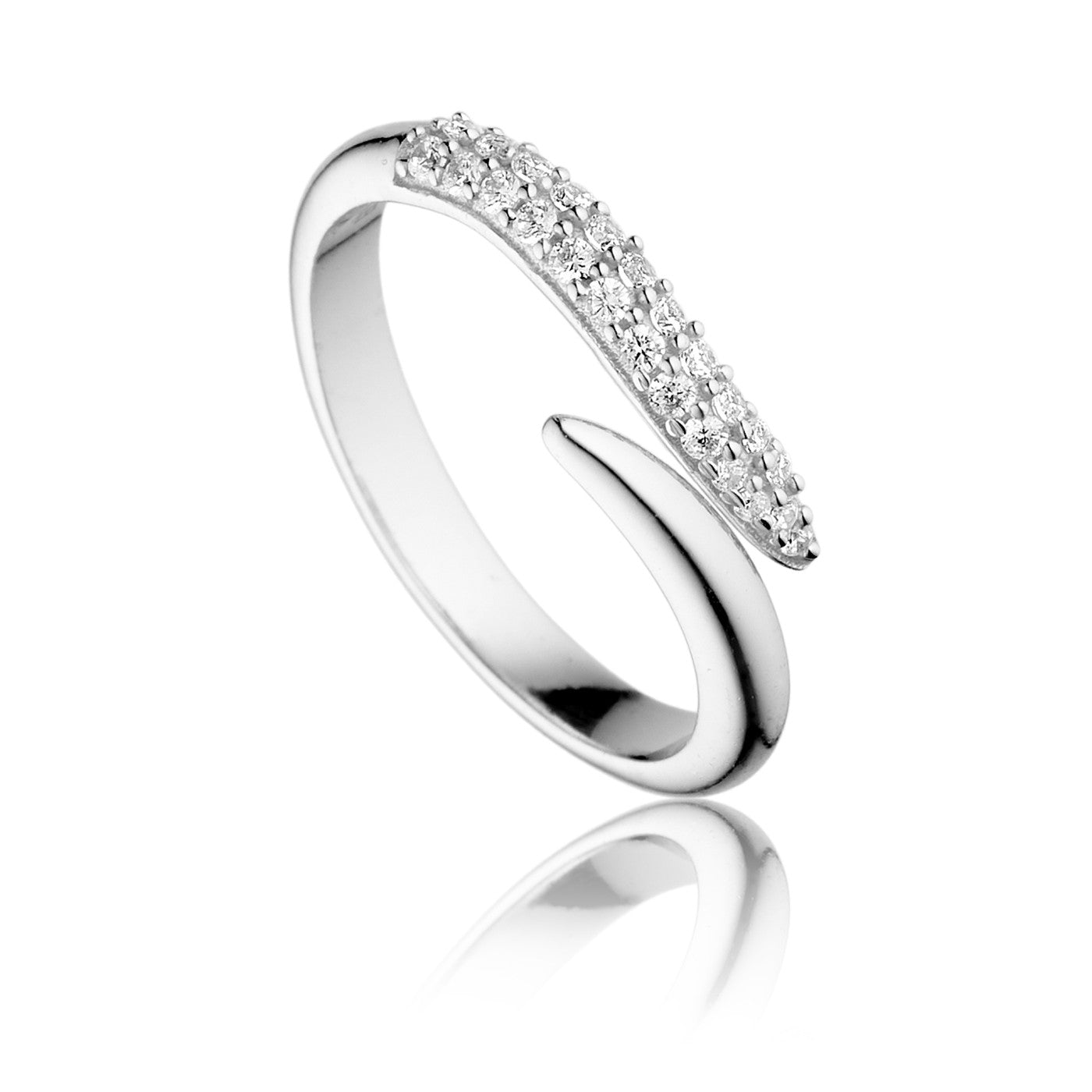 Curve ring i sølv med zirkonia