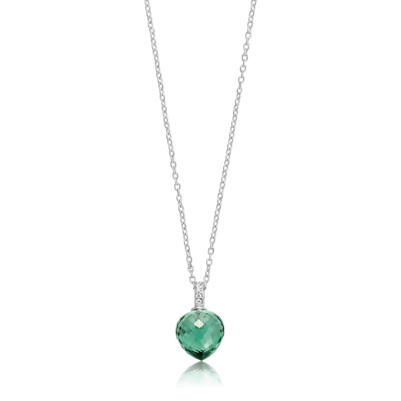 Grace halskæde i sølv med grøn amethyst quartz og zirkonia