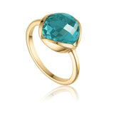 Grace ring i 18 karat guldbelagt sølv med london blå topas quartz