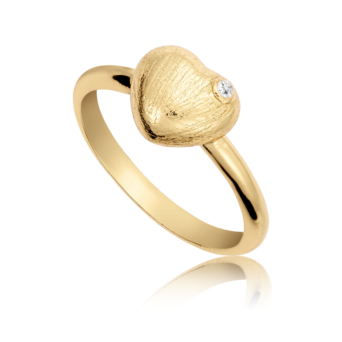 Divine ring i 18 karat guldbelagt sølv med hjerte og zirkonia