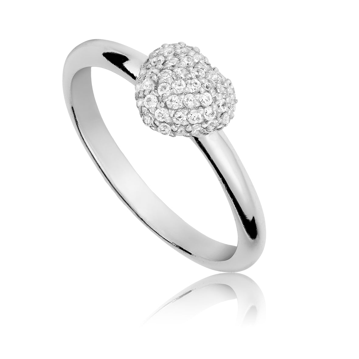 Divine ring i sølv med hjerte og flere zirkonia