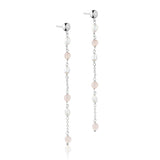Allure kæde øreringe i sølv med rosa quartz