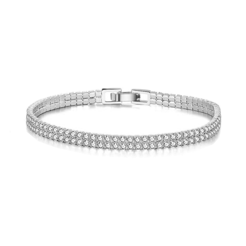 Curve tennis armbånd i sølv med zirkonia