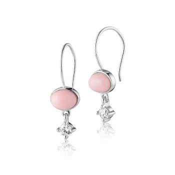Royal øreringe i sølv med pink opal og zirkonia