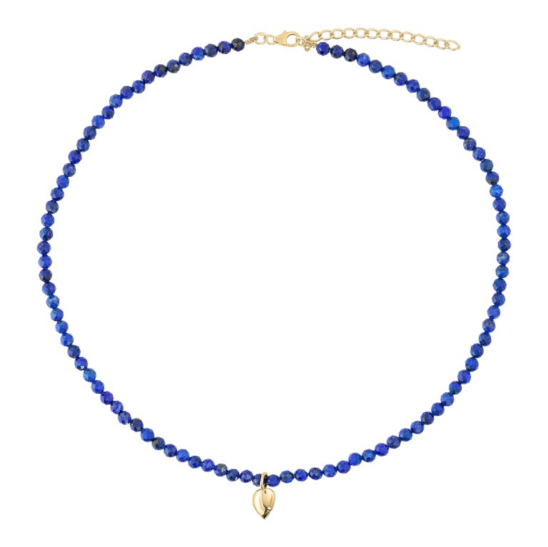 Royal halskæde i 18 karat guldbelagt sølv med lapis lazuli og blad