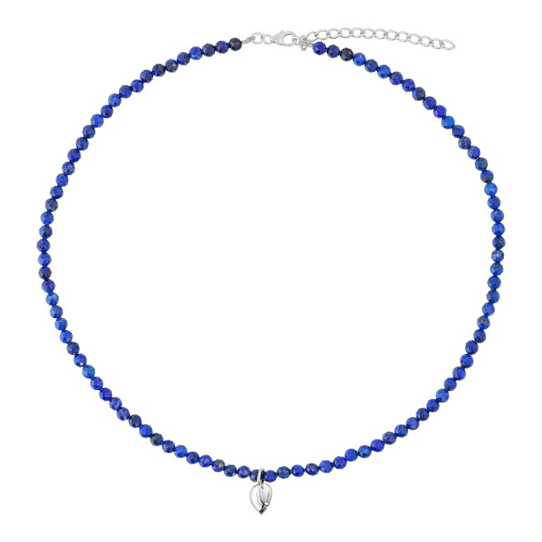 Royal halskæde i sølv med lapis lazuli og blad