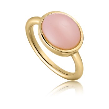 Royal ring i 18 karat gullbelagt sølv med rosa opal 