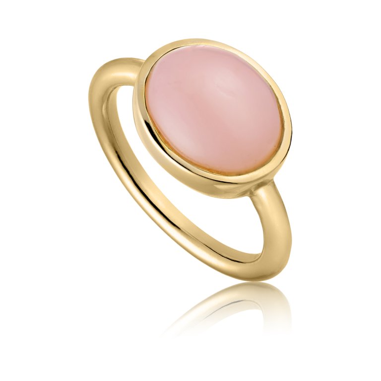 Royal ring  i 18 karat guldbelagt sølv med pink opal 
