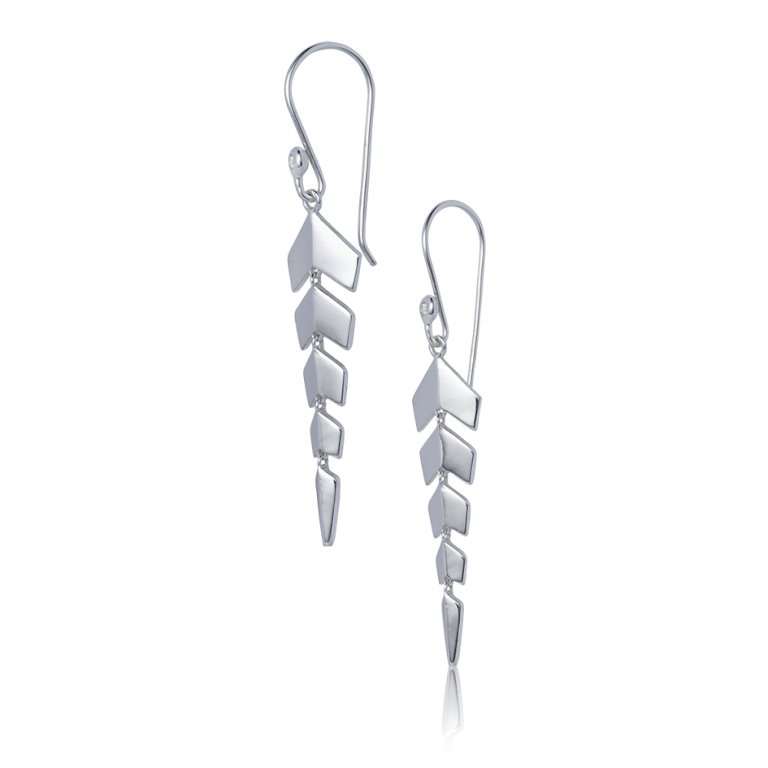Arrow øreringe i sølv med hvide topas ædelsten