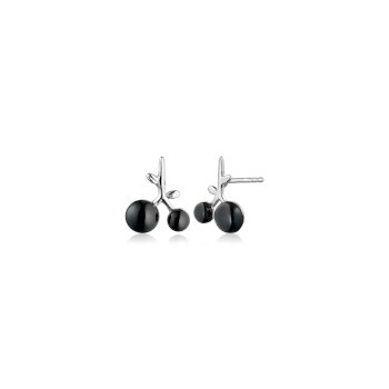 Berries-Ohrringe aus Silber mit schwarzem Onyx