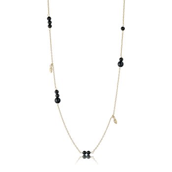 Berries Halskette aus 18 Karat vergoldetes Silber mit schwarzem Onyx
