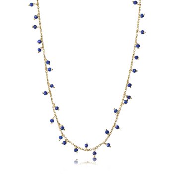 Drops halskæde i 18 karat guldbelagt sølv med lapis lazuli