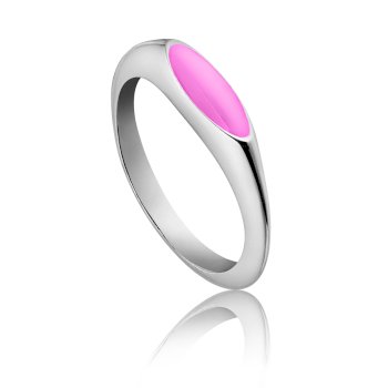 Drops ring i sølv med pink emalje