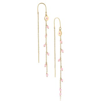 Drops-Ohrringe aus 18 Karat vergoldetem Silber mit rosa Jade