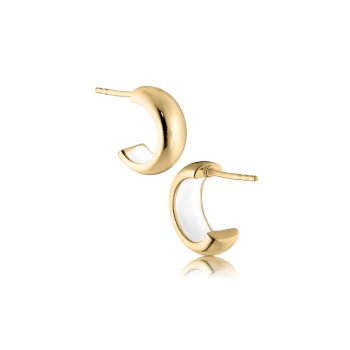 Drops-Ohrringe aus 18 Karat vergoldetem Silber mit weißer Emaille