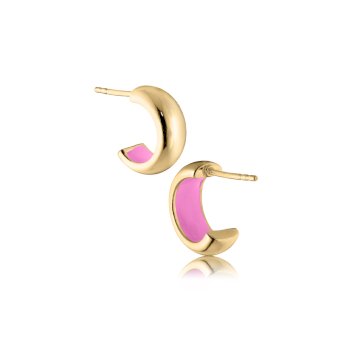 Drops-Ohrringe aus 18 Karat vergoldetem Silber mit rosa Emaille