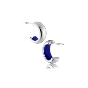 Drops øreringe i sølv med blå emalje