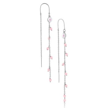 Drops-Ohrringe aus Silber mit rosa Jade