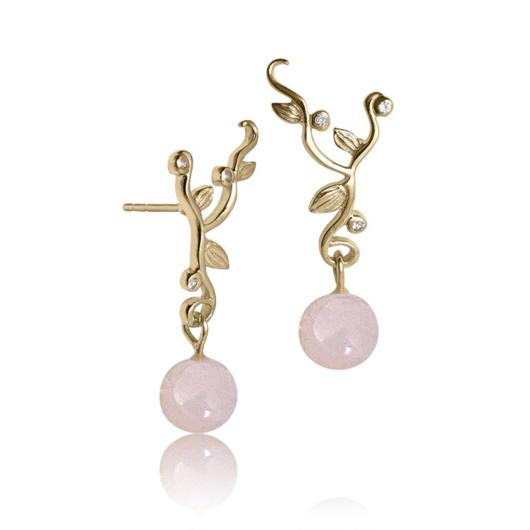 Fairytale øreringe i 18 karat guldbelagt sølv med rosa kalcedon og hvid topas