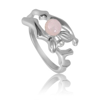 Fairytale ring i sølv med rosa kalcedon og hvid topas