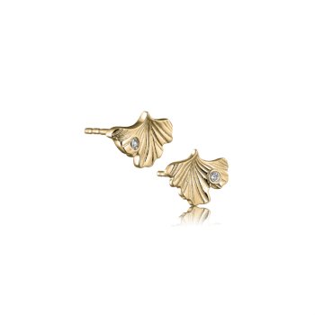 Divine Ohrringe aus 18 Karat vergoldetem Silber mit Blatt und Zirkoniumdioxid