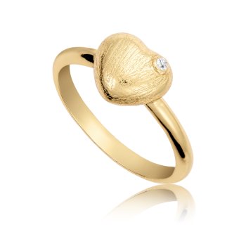 Divine Ring aus 18 Karat vergoldetem Silber mit Herz und Zirkonia