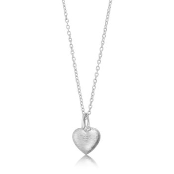 Divine halskæde i sølv med hjerte og zirkonia