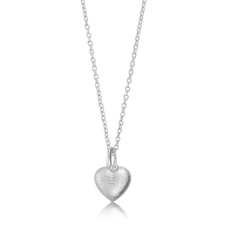 Divine halskæde i sølv med hjerte og zirkonia