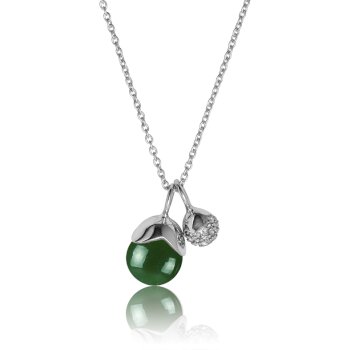 Glory kæde i sølv med vedhæng af grøn onyx og hvide topaser