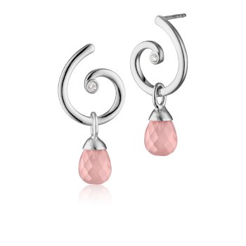 Glory øreringe i sølv med rosa kalcedon og zirkonia